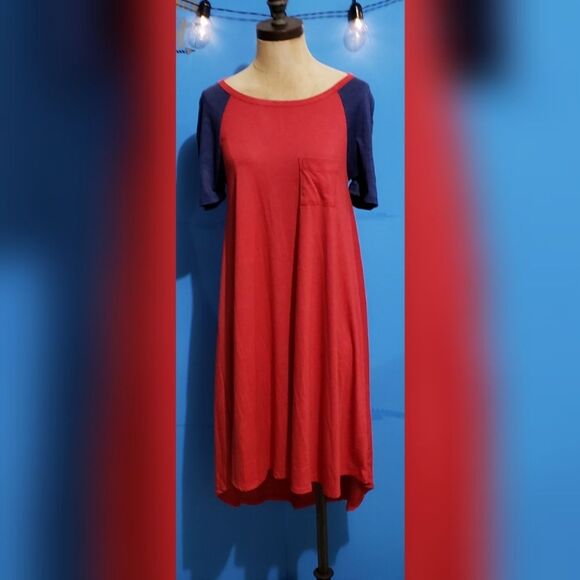 LuLaRoe Dresses & Skirts - LulaRoe Red & Navy Blue Carly Dress Size XXS